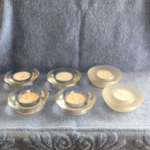 6 tea candle holders 4 clear 2 frosted
